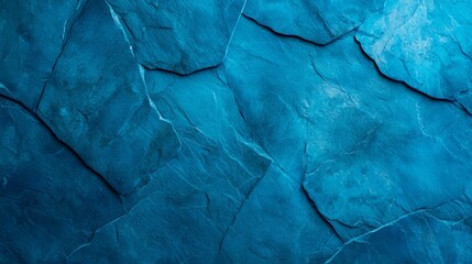 Obraz premium A tight shot of a blue rocky backdrop, dotted with irregular formations In the expanse above, a solitary aircraft traverses the sky