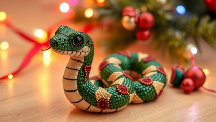 Fototapeta premium Snake Christmas tree toy.