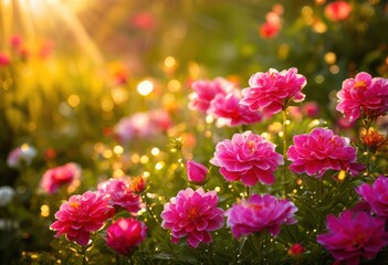 Obraz premium stunning close ups vibrant blooms captured sunlight showcasing colorful beauty, blossom, flower, petal, flora, garden, fresh, outdoor, greenery, macro