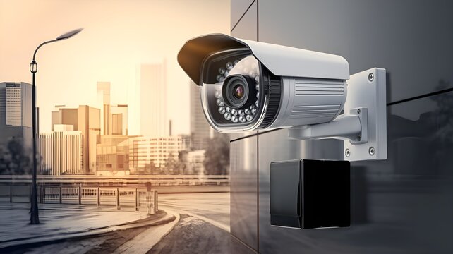 surveillance camera, Security camera on background