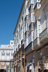 Walking through Cadiz, one of oldest cities and ports in Europe on Atlantic Ocean in southern Spain in Andalusia, tourists destination