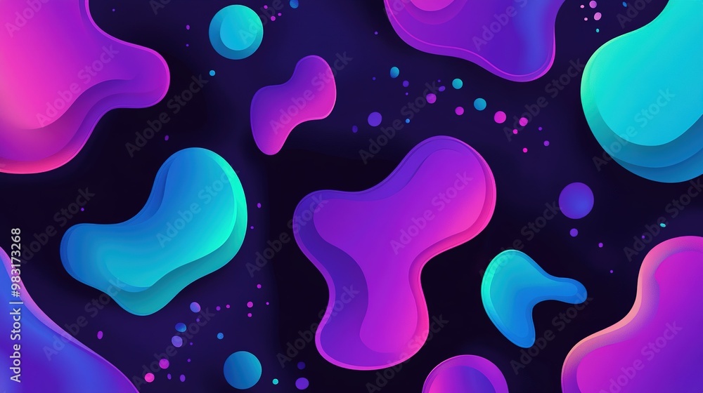 Poster colorful abstract shapes on dark background creating a vibrant and modern design suitable for digita