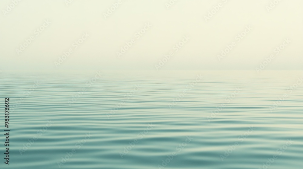 Fototapete serene calm of the ocean surface at dawn with gentle ripples under soft light and a hint of fog in t