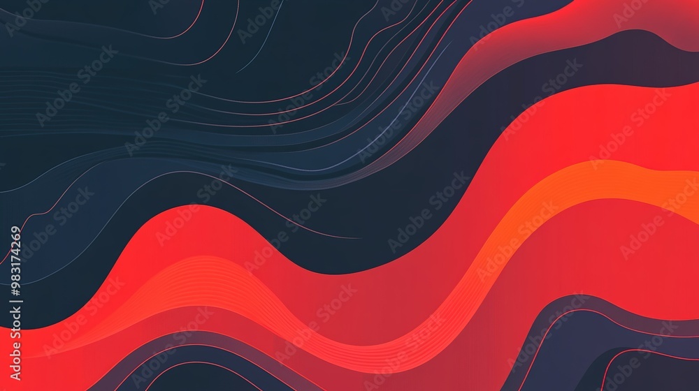 Poster fluid abstract background with flowing red and dark waves in a modern design, perfect for creative p