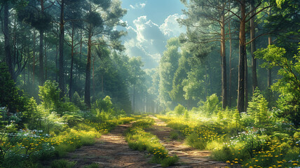 Obraz premium Morning in a pine forest close-up