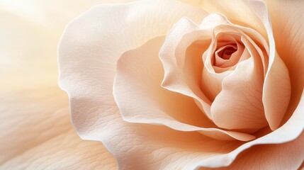  A tight shot of a white rose with soft focus on its petal center