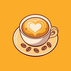 Coffee Love Foam With Beans Cartoon Vector Icon Illustration.