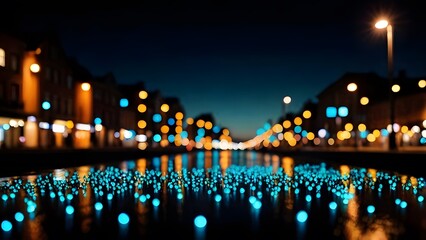 A stunning night landscape with a lot of bokeh lights. Ideal for designing video thumbnails, wallpaper, landing pages, presentations, posters, banners, flyers, and covers backgrounds. 