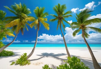 tropical escape showcasing lush vibrant pristine turquoise waters idyllic paradise, beach, island, ocean, coast, shore, scenery, landscape, greenery, palm
