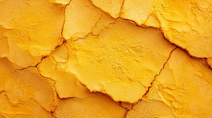 Naklejka premium A tight shot of a yellow wall displaying peeling paint edges Paint edges on this wall are lifting and coming away