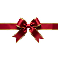 Fototapeta premium A Red Bow with Gold Trimmings on Transparent 