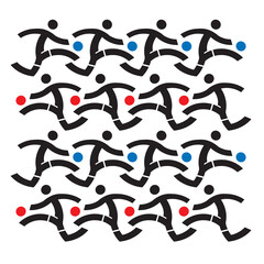 
Soccer players icons.
Decorative background,  stylized running football players with ball. Suitable for logo or t-shirt. Isolated on white background. Vector available.