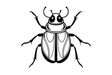 Beetle vector line art silhouette illustration