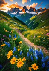 Fototapeta premium dynamic duo embarking adventure through colorful vibrant landscapes filled life natural beauty, exploration, nature, colors, scenery, travel, journey