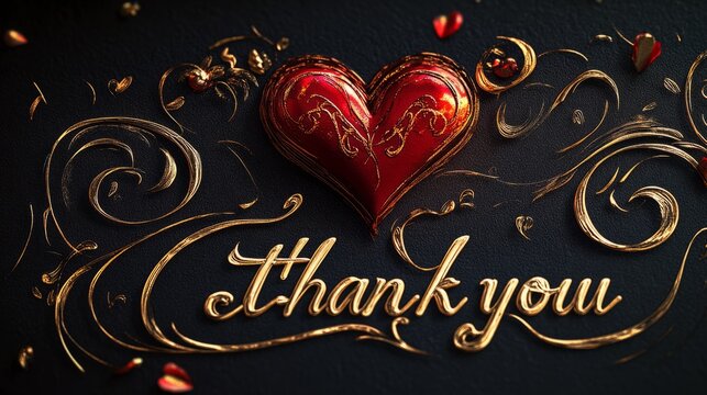 Elegant Thank You Heart Design with Decorative Elements