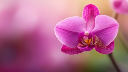 Obraz premium A tight shot of a pink blossom amidst blurred pink flowers in the foreground, surrounded by an equally blurred backdrop of pink blooms