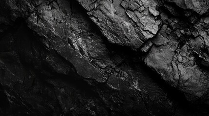 Textured Black Rock Surface in Monochrome