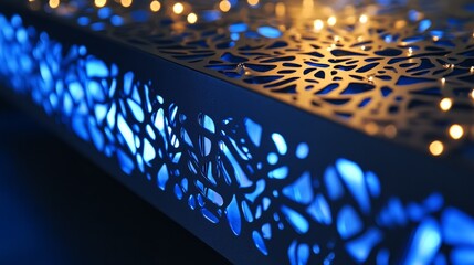 Elegant Decorative Panel with Blue Light Effects