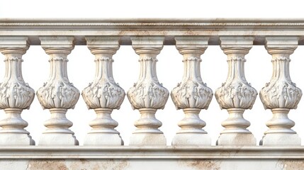 Classic Italian stone balustrade seamless pattern on white background