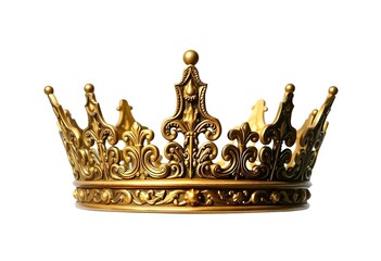 gold crown with ornate patterns isolated against a stark white background create with ai