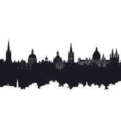 Fototapeta premium oxoford, london, skyline, silhouette, silhouetten, stadt, vektor, architektur, bauwerk, london, emporragen, ortsbild, anreisen, abbildung, europa, orientierungspunkt, burg, städtisch, black, paris, mo