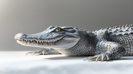 Fototapeta premium Realistic Close-up of a Crocodile on a Neutral Background