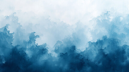 Misty Blue Abstract Mountainous Horizon Fluid Cloud Design