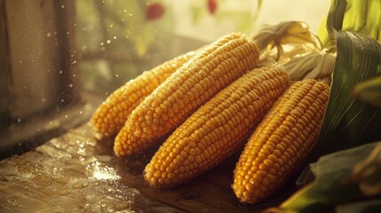 Fresh Corn on the Cob in Natural Light