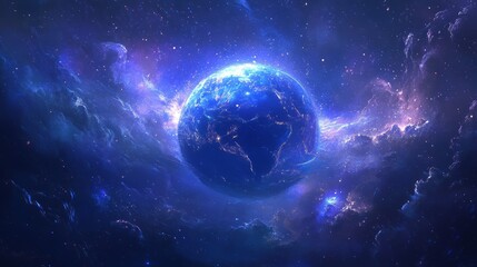 Obraz premium Stunning View of Earth Surrounded by Cosmic Colors