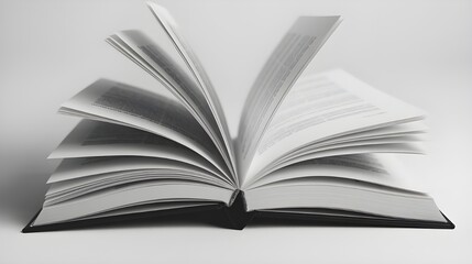 Fototapeta premium Open Book with Black Cover and White Pages on White Background