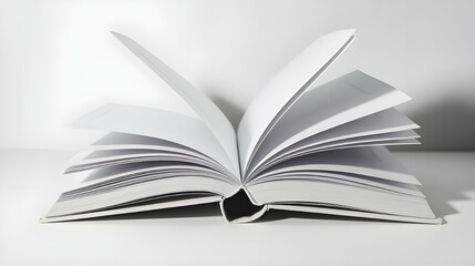 Fototapeta premium Open Book with Blank Pages on White Background