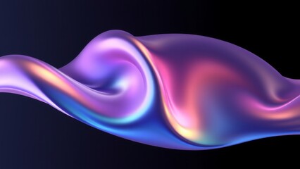 Fototapeta premium Abstract liquid shape of holographic metal.