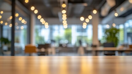 "Blurred Empty Open Office Space: Abstract Light Bokeh Interior Background for Design"