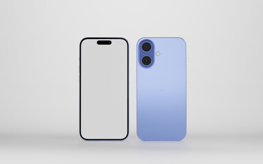 Smartphone with a blank screen on a white background. Smartphone mockup closeup isolated on white background.