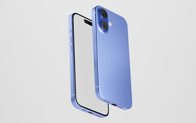 Smartphone with a blank screen on a white background. Smartphone mockup closeup isolated on white background.