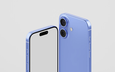 Smartphone with a blank screen on a white background. Smartphone mockup closeup isolated on white background.