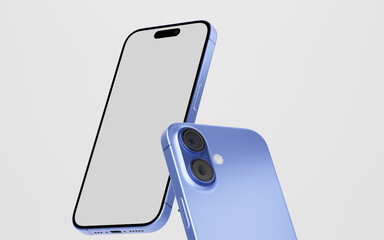 Smartphone with a blank screen on a white background. Smartphone mockup closeup isolated on white background.