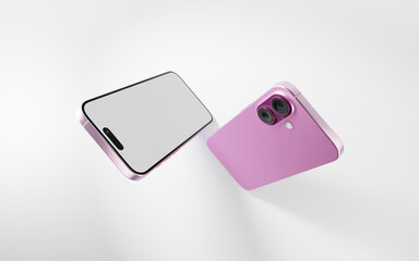 Smartphone with a blank screen on a white background. Smartphone mockup closeup isolated on white background.