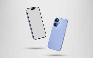 Smartphone with a blank screen on a white background. Smartphone mockup closeup isolated on white background.