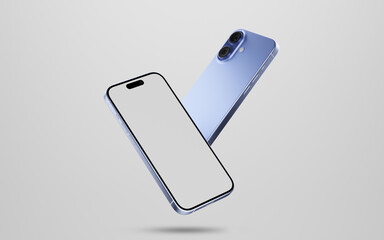 Smartphone with a blank screen on a white background. Smartphone mockup closeup isolated on white background.