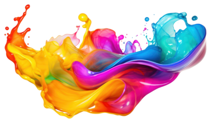 Rainbow liquid splash abstract art expression.