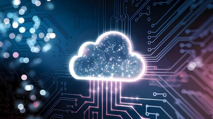 Fototapeta premium Cloud Computing Technology with Circuit Board Background
