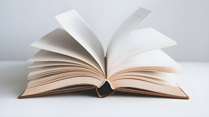 Obraz premium Open Book with Blank Pages on White Background