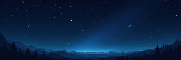 Fototapeta premium A serene night landscape featuring a starry sky and mountains, perfect for adding a touch of tranquility to design projects.