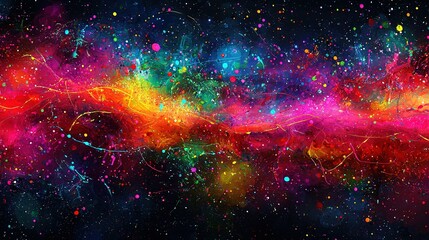 Obraz premium A vivid expanse adorned with diverse shades of paint and vibrant embellishments on a dark canvas