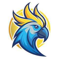 Cockatoo bird logo Parrot Mascot illustration blue macaw bird Character Design