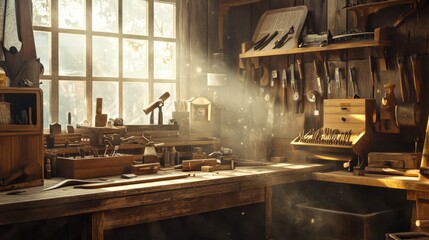 Cozy Workshop with Natural Light and Tools