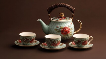 Elegant Tea Set with Floral Design