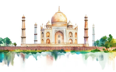 Fototapeta premium PNG Taj Mahal landmark architecture illustration.