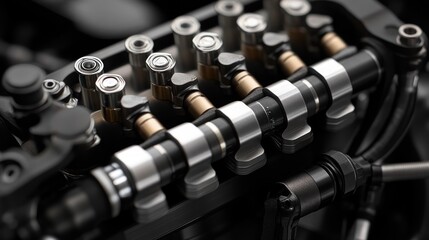 Naklejka premium Close-up of a Detailed Engine Camshaft